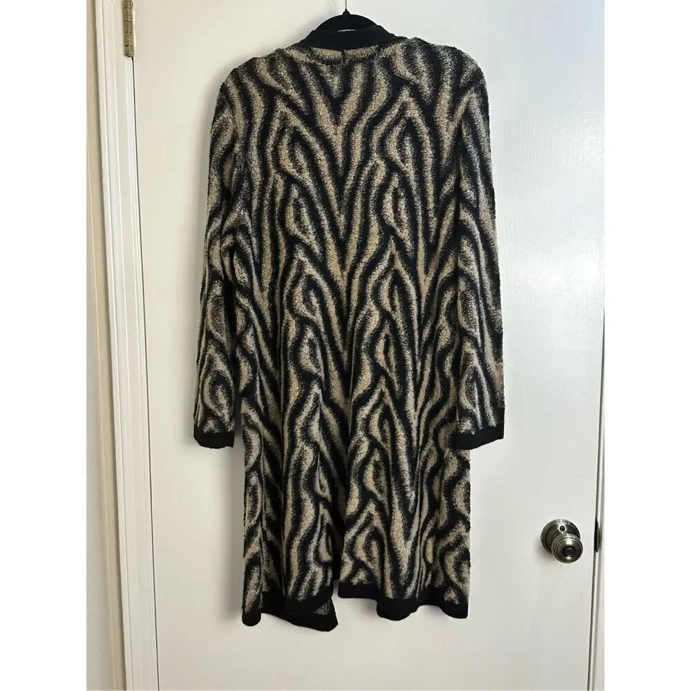 Chico’s Size 12 (L) long sweater Duster mohair, wool